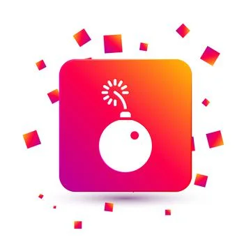 White Bomb ready to explode icon isolated on white background. Square color Stock Illustration