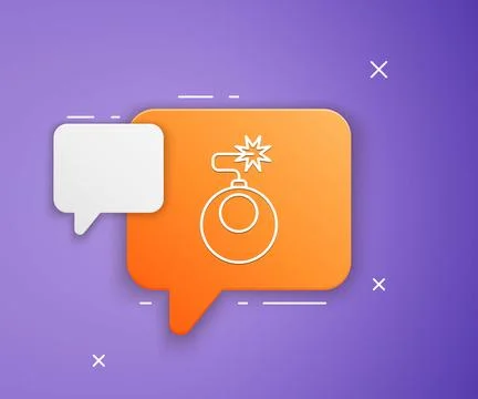 White Bomb ready to explode icon isolated on purple background. Orange spee.. Stock Illustration