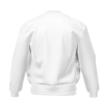 A White Bomber Jacket Back View Mockup Isolated on a White Background Stock Photos