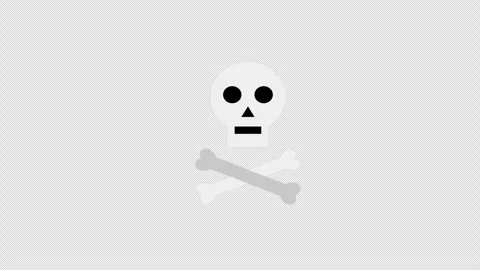 A white bone skull and crossbones pirate icon concept animation with alpha .. Stock Footage 270141506