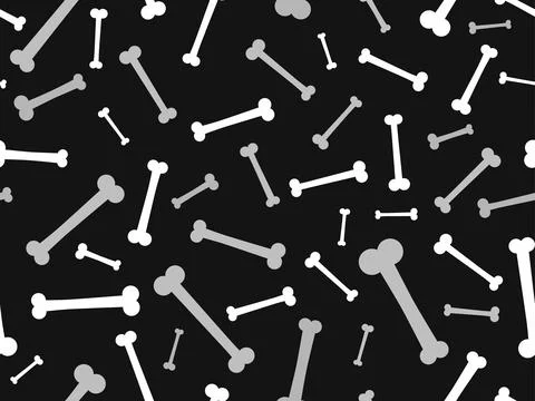 White bones on a black background seamless pattern. Halloween decor. Dog bone Stock-Illustration