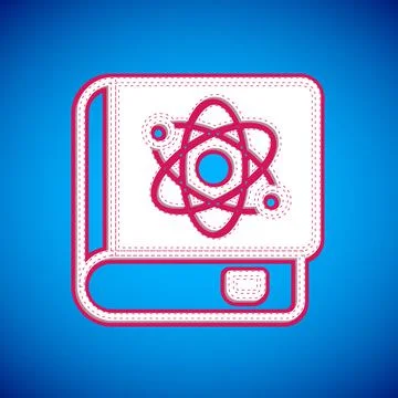 White Book about physics icon isolated on blue background. Vector Illustrazione stock