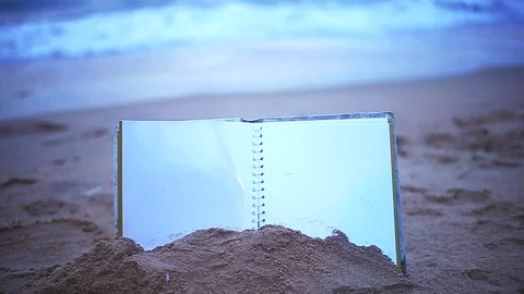 White book blurry back ground on the beach Stock Footage 94018092