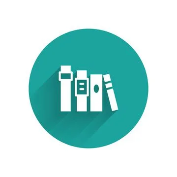 White Book icon isolated with long shadow. Green circle button. Vector Stock Illustration