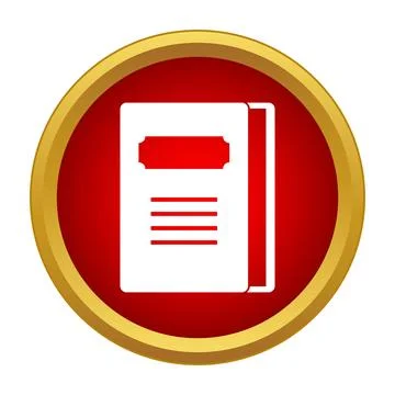White book icon in red gold circle Stock Illustration