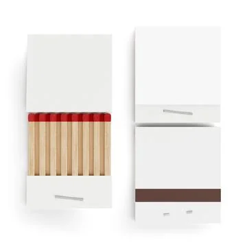 White Book Matchbox Mockup Front and Back Side. 3d Rendering Stock Illustration