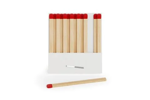 White Book Matchbox Mockup with Matches. 3d Rendering Stock Illustration