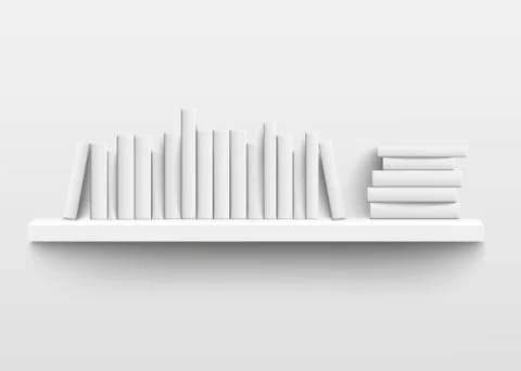 White book shelf mockup on the wall, 3d realistic design of minimalist bookshelf 스톡 일러스트