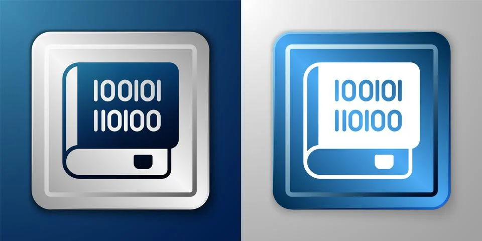 White Books about programming icon isolated on blue and grey background Stock Illustration