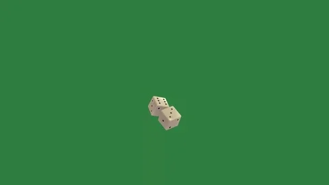 White border and pair of dice on screen two red dices isolated on green screen Video stock 336856280