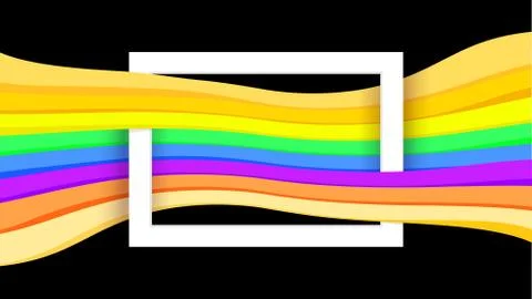 White border frame on black and colorful graphic background, paper white fram Illustrazione stock