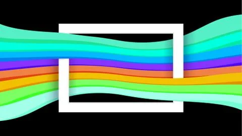 White border frame on black and colorful graphic background, paper white fram 스톡 일러스트