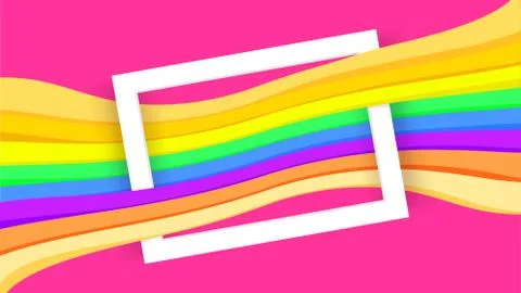 White border frame on pink and colorful graphic background, paper white frame 스톡 일러스트
