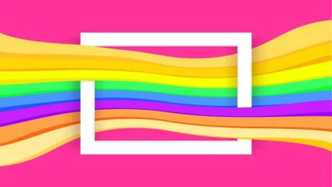 White border frame on pink and colorful graphic background, paper white frame 스톡 일러스트