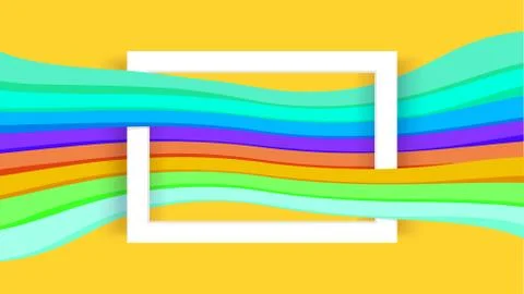 White border frame on yellow and colorful graphic background, paper white fra Illustrazione stock