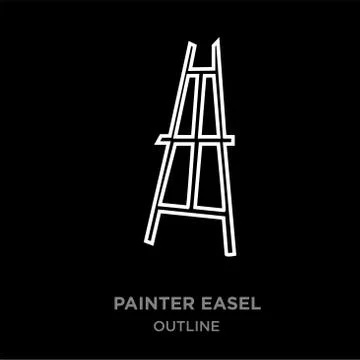 White border painter easel outline on black background, vector illustration Illustrazione stock