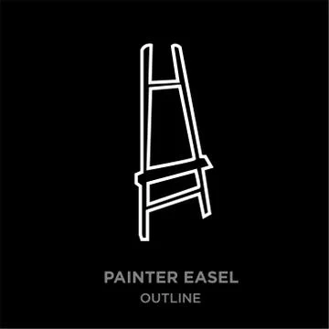 White border painter easel outline on black background, vector illustration Stock Illustration