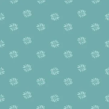 White botanic leaves seamless pattern in hand drawn stylistic. Blue pastel ba Stock Illustration