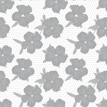 White Botanical Floral Seamless Pattern with dotted Background Stock Illustration