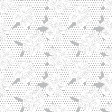White Botanical Floral Seamless Pattern Background Stock Illustration