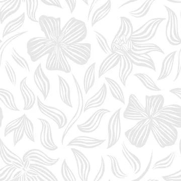White Botanical Floral seamless pattern design Stock Illustration