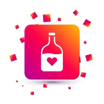 White Bottle with love potion icon isolated on white background. Happy Ilustração Stock