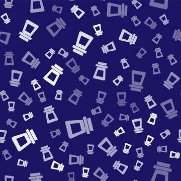 White Bottle with potion icon isolated seamless pattern on blue background Stock Illustration