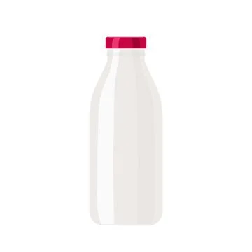 White bottle with red lid. Template of plastic or glass blank milk or juice Stock Illustration