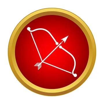 White bow and arrow simple flat icon 스톡 일러스트