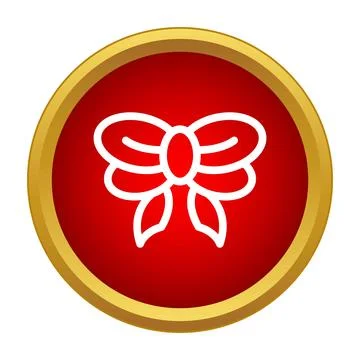 White bow icon on red gold circle Stock Illustration