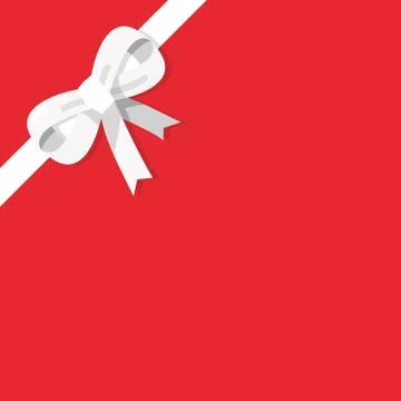 White bow isolated on red background Stock Illustration