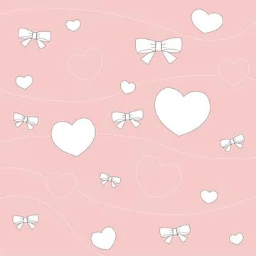 A white bow on a pink background, vector, illustation. Illustrazione stock
