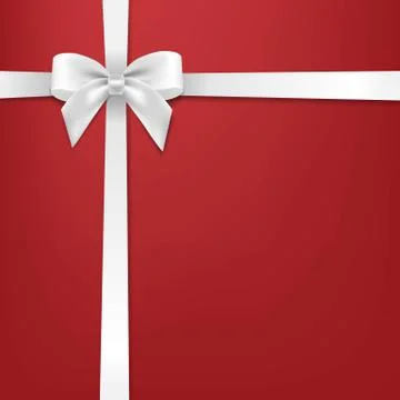 White Bow With Red Background Stock Illustration