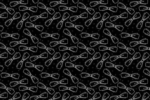 White bow shape pattern on a black background. Stock Illustration