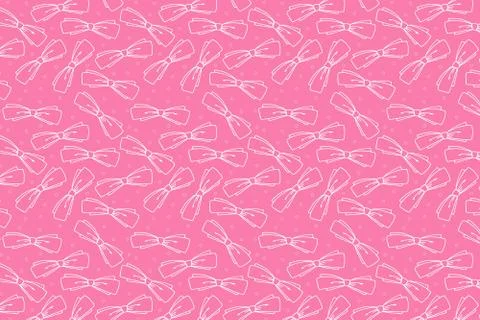 White bow shape pattern on a pink background. Stock Illustration
