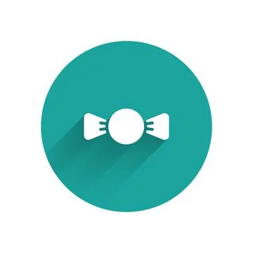 White Bow tie icon isolated with long shadow. Green circle button. Vector Ilustración de archivo