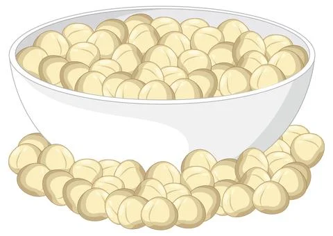 White Bowl Filled with Macadamia Nuts Illustration Stock Illustration