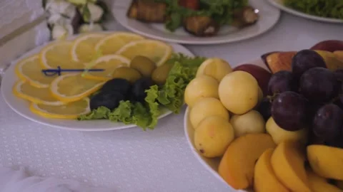 White Bowl Filled With Various Types of Fruit Stock Footage 267582360