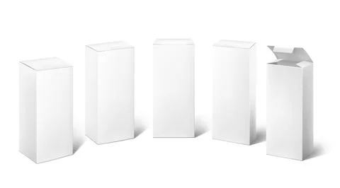 White box. 3D blank realistic cosmetic pack template. Long rectangular and 스톡 일러스트