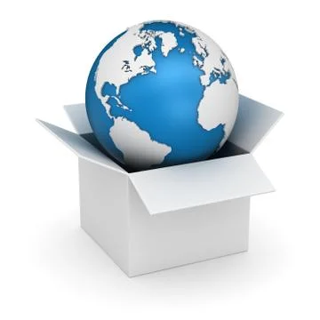 White Box and World Map Illustrazione stock