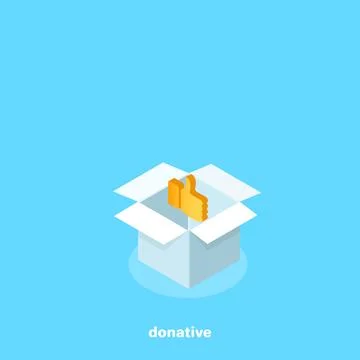 White box on a blue background with a positive voice, isometric image Stockillustratie