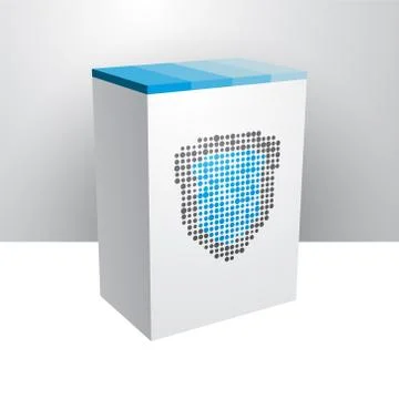 White box with blue shield Stock Illustration