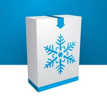White box with a blue snowflake Illustrazione stock
