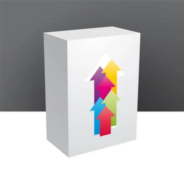 White box with colored arrows Ilustración de archivo