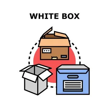 White box concept with packaging and storage solutions Stock Illustration