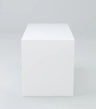 White box cube in studio background. Blank empty package 3d illustration. Gray Stock Illustration