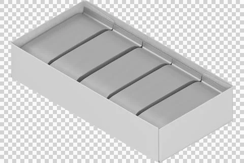 A white box filled with five individually wrapped gray candies Stock Illustration