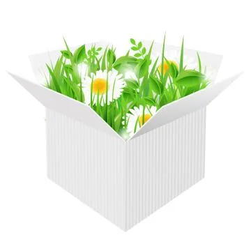 White box with grass Stock Illustration