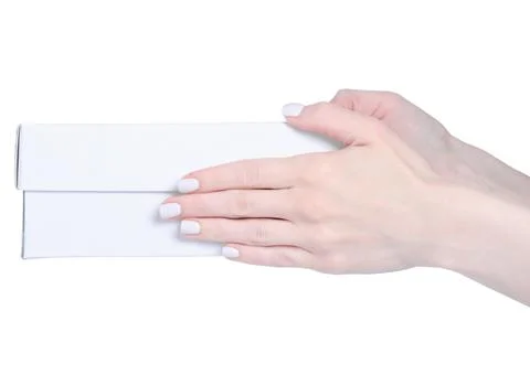 White box in hand Stock Photos