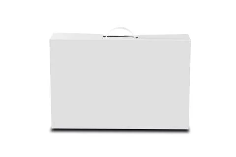 White box with a handle. Packing box for laptop. Isolated on white background Foto stock